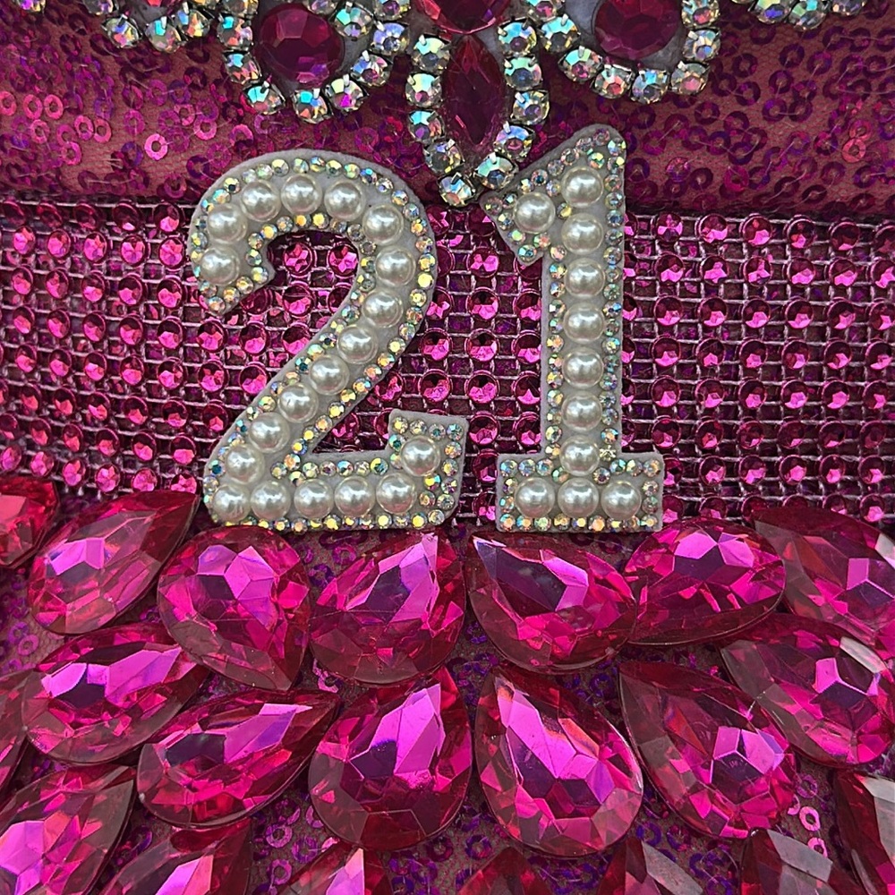 Pink Rhinestone Bling 21 Birthday Captain Festival Party Vegas Hat Dolly Parton - Picture 5 of 7